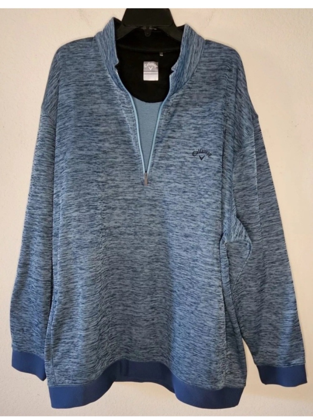 Callaway Men's Heathered Light Blue Quarter-Zip Sweater